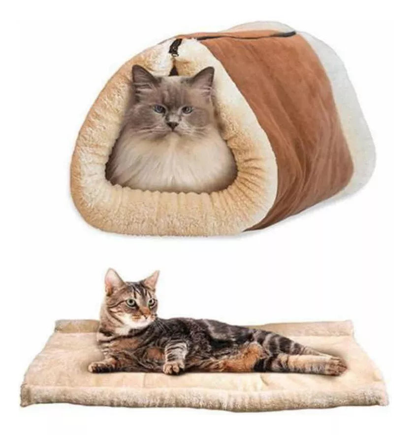 Alfombra y cama tubular para gatos